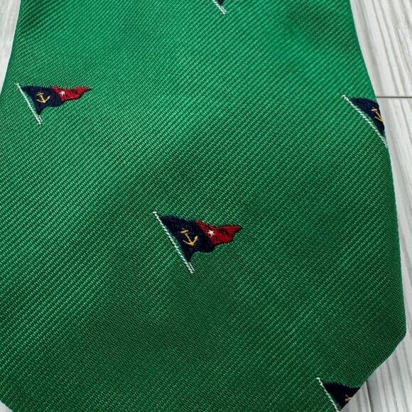 Polo by Ralph Lauren Green Men's Formal Necktie Nautical Flag Pattern 100%‎ Silk - Picture 1 of 5
